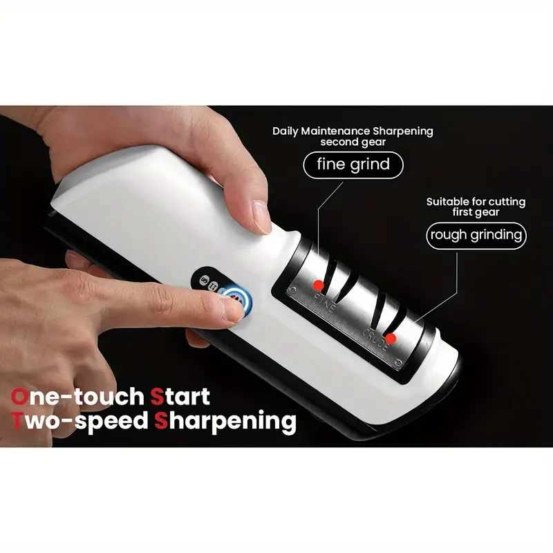 Electric Knife Sharpener - USB Rechargeable, 2-Speed Adjustable