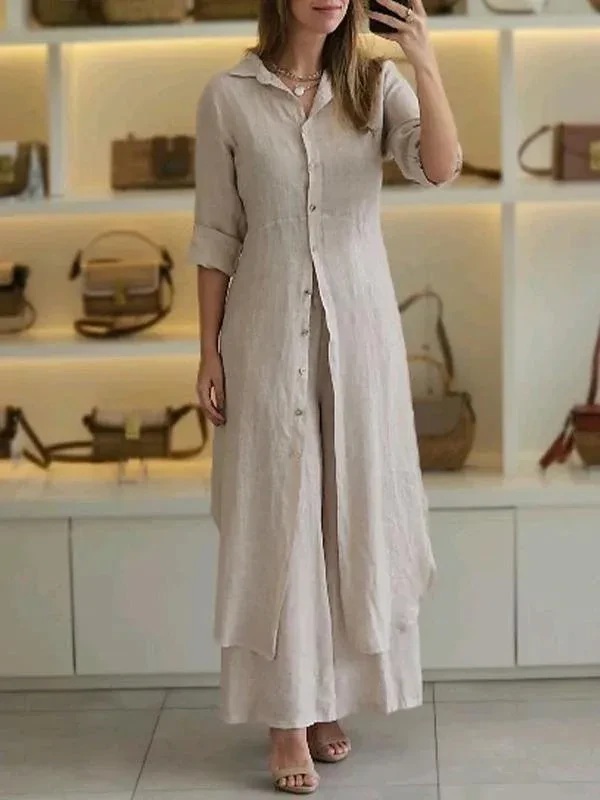 Elegant Cotton And Linen Slim-fit