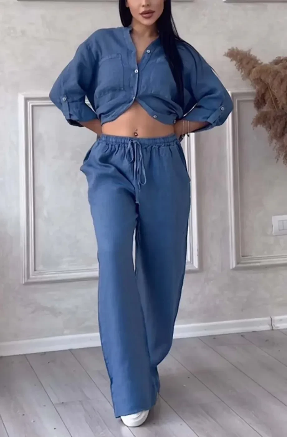 Lace-up Two-piece Suit