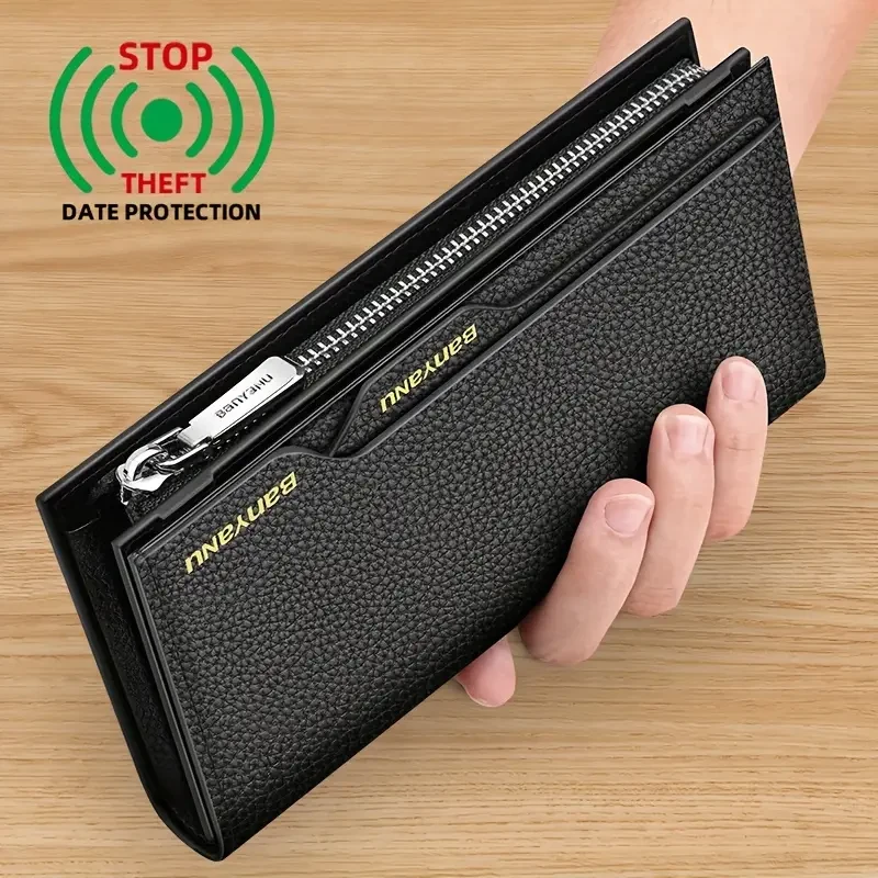 Premium Top Layer Cowhide Long Wallet - Spacious Interior