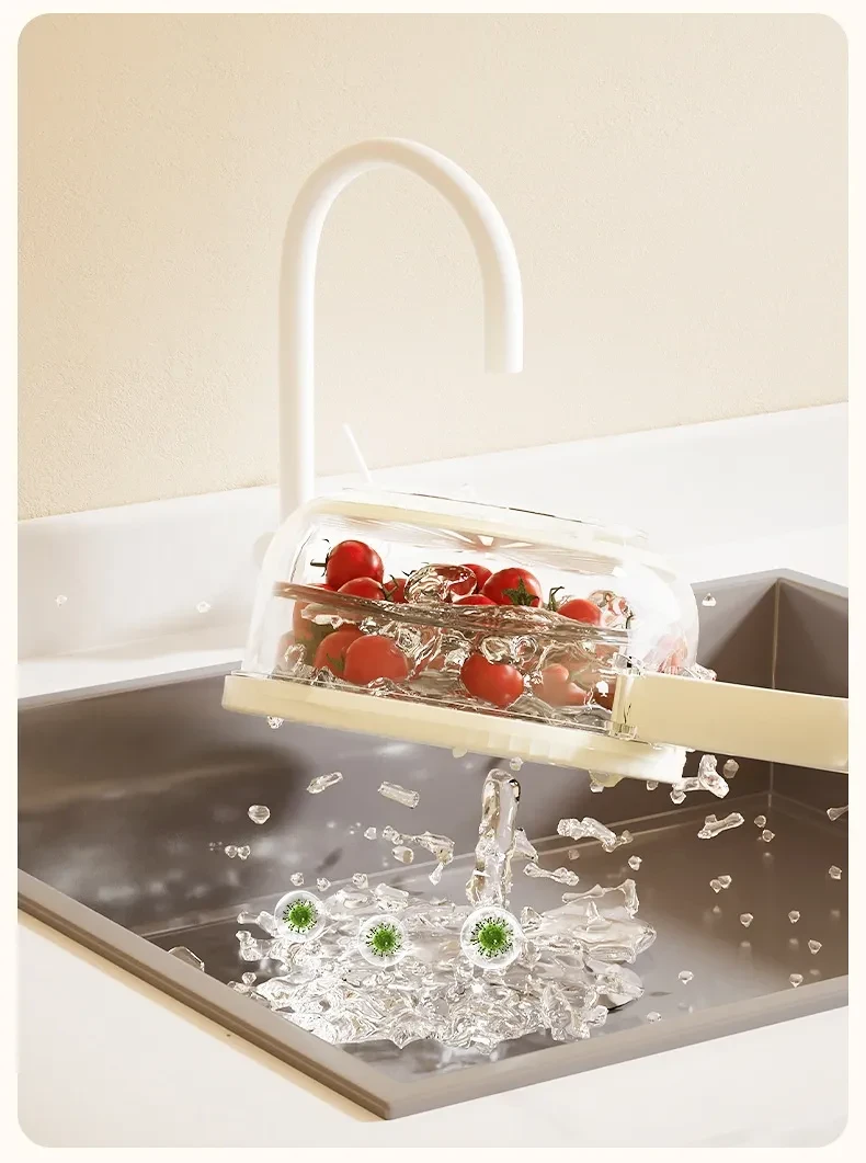 Fruit Drain Basket With Lid