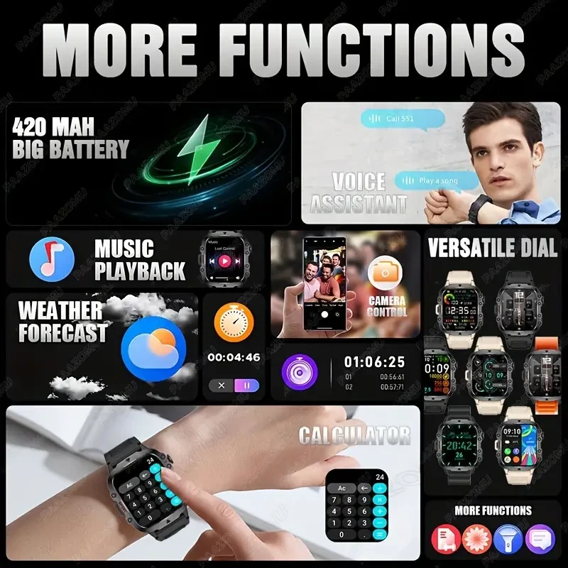 New Rugged Smart Watch Men Wireless Call IP68 Sport Fitness AI Voice Outdoor Smartwatch For Mobile Phones 4.7 16K+ sold Provided by PAAZOMU Smartwatch (23K+ sold) #19 Best Sellerin Smartwatch & Accessories