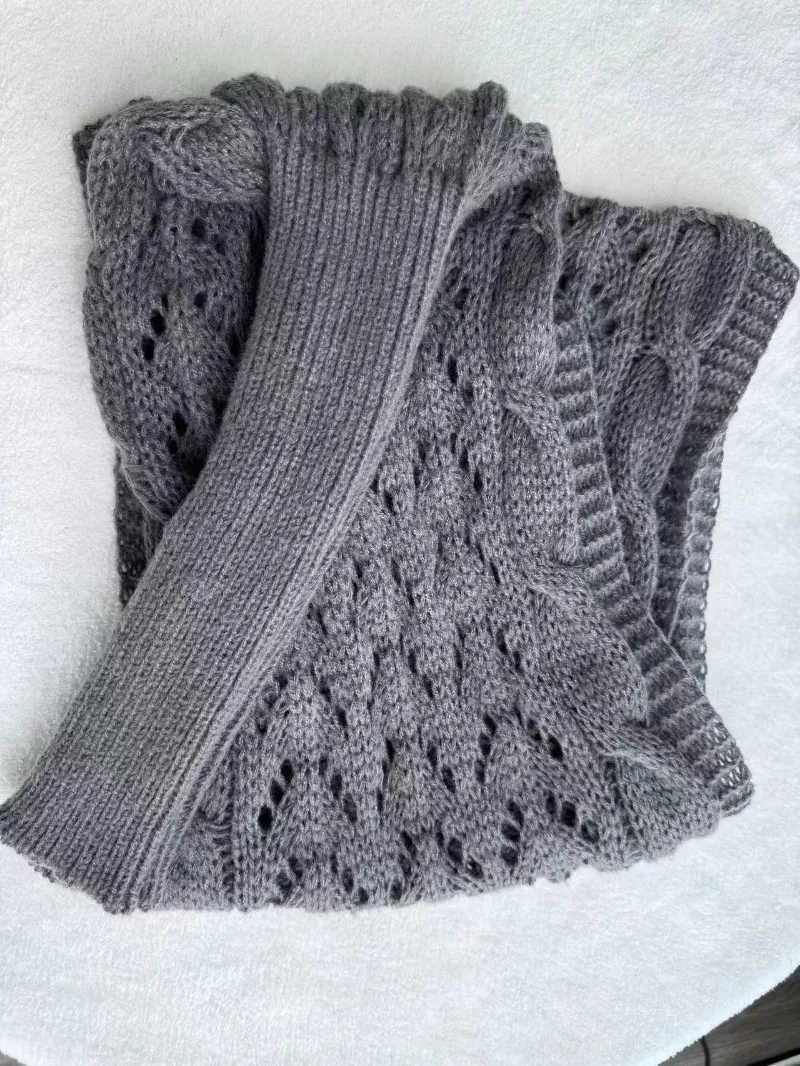 Autumn And Winter Warm Knitted Shawl Women's Hollowed-out Double Sleeve Shawl Collar Fashion Natural For Home And Party