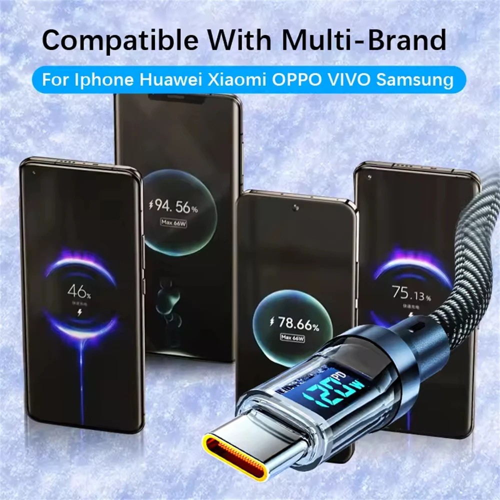 NNBILI 120W LED Digital Display Quick Charge USB Type-C Cable