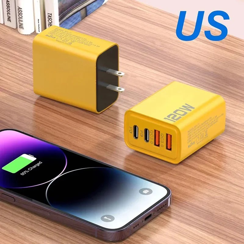 120W USB Fast Charger Adapter - Type-C Quick Charge 3.0