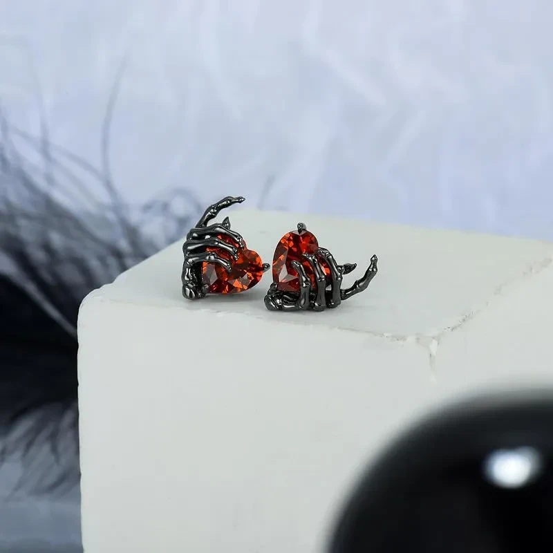 Ghost Hand Heart Earrings