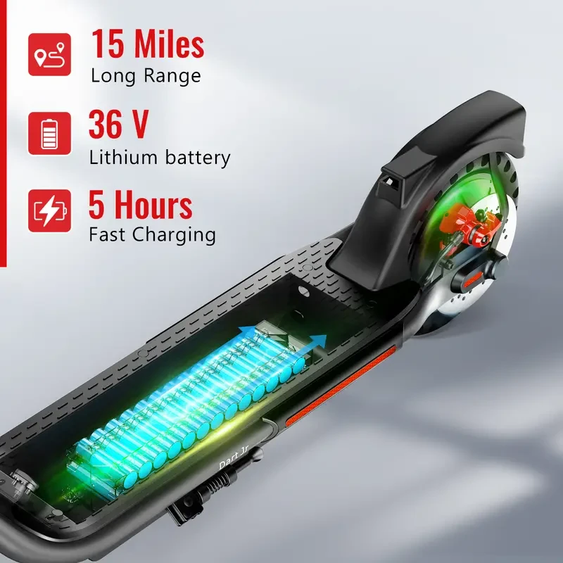 SISIGAD 300W Folding Electric Scooter with 8.5" Solid Tires