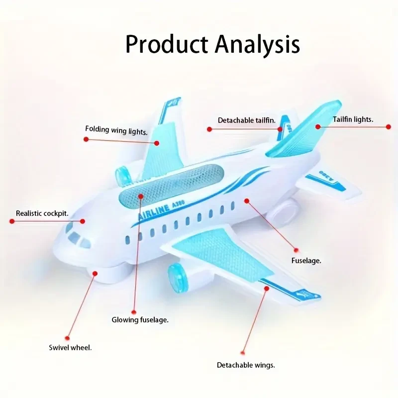 Kids' Electric Airplane Toy with Lights & Music