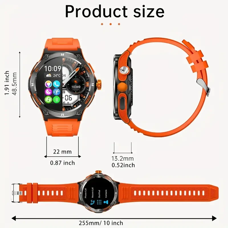 Smart Watch for Men with LED Flashlight - 1.53" Music Player, Pedometer, 100+ Sports Modes, Fitness Tracker, Sleep Monitor, Compass, Compatible with iPhone and Android