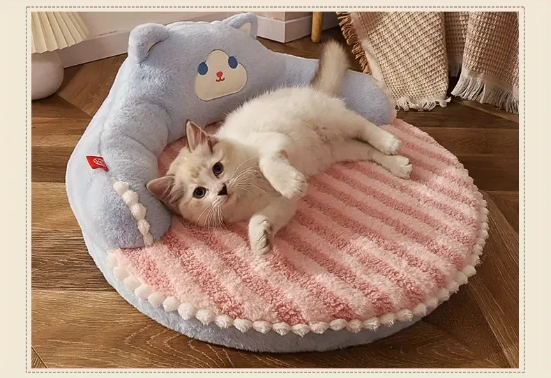 Soft And Durable Round Bed For Small Dogs And Cats - Removable Pet Mat And Mattress For Indoor And Outdoor Use