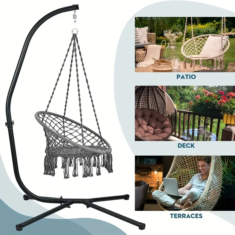 Aoodor 6.6 ft. Stainless Steel Hanging Chair Hammock Stand - Black
