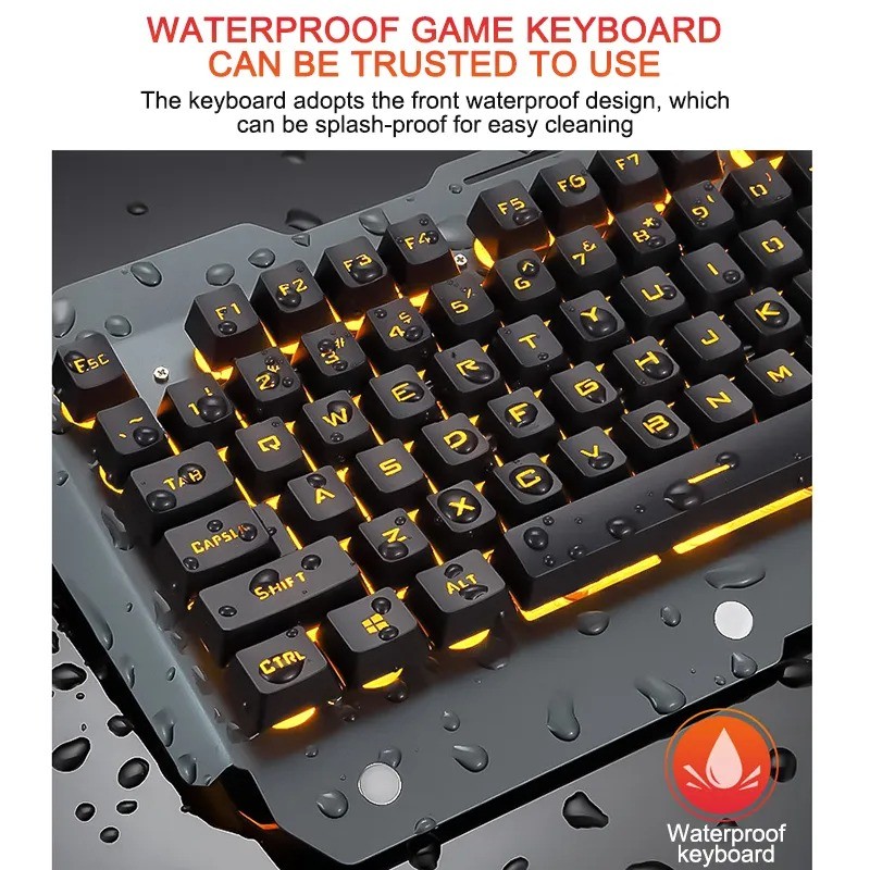 Ergonomic Wired Gaming Keyboard with RGB Backlight and Phone Holder