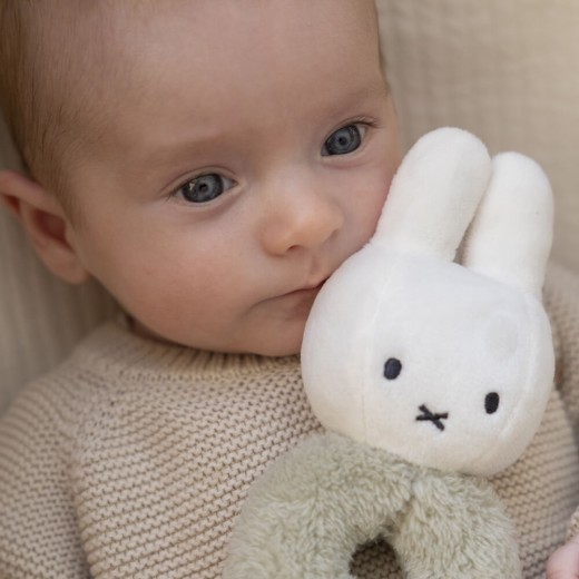 Miffy Fluffy Ring Rattle Green