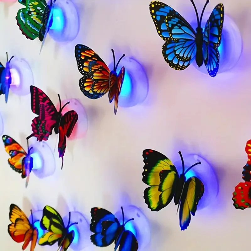 3D Glowing Double-Layered Wing Butterfly Home Decoration with Adhesive Back