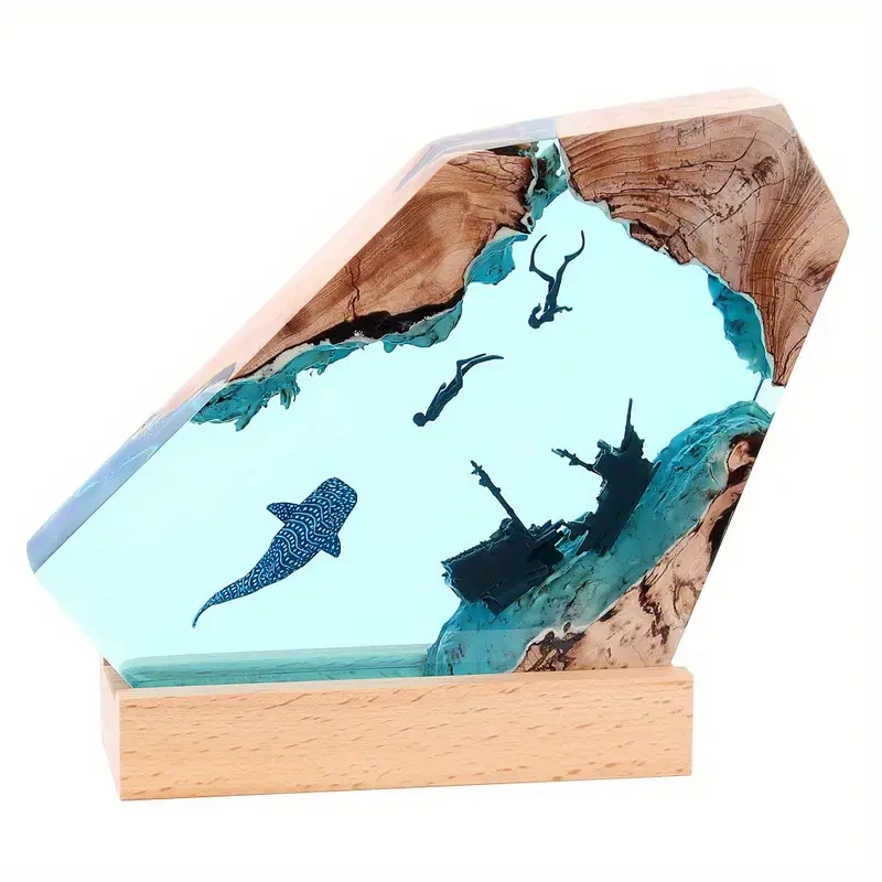 Corsair Resin Lamp, Solid Wood Variable Light Night Light