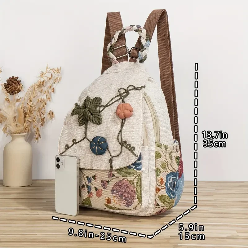 Bohemian Ethnic Style Multi-Functional Backpack - Convertible Shoulder, Chest, and Single Shoulder Bag