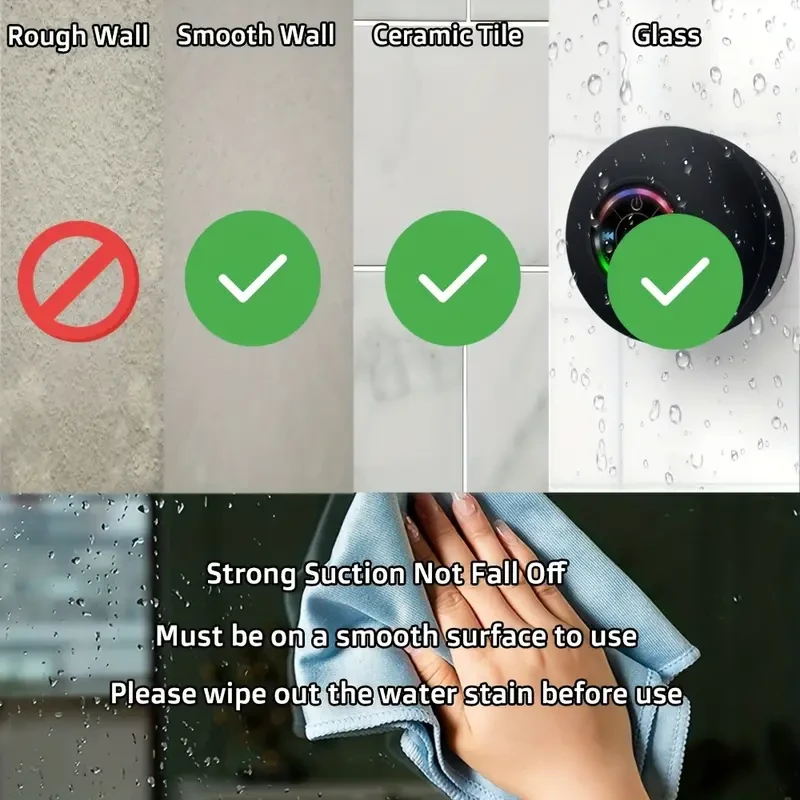 Portable Wireless Speaker with Suction Cup, USB Rechargeable