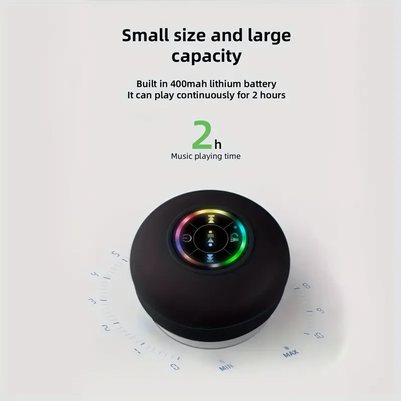 Portable Wireless Speaker with Suction Cup, USB Rechargeable