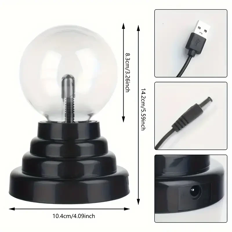 1pc Plasma Ball Light, Touch & Sound Activated Lightning Globe