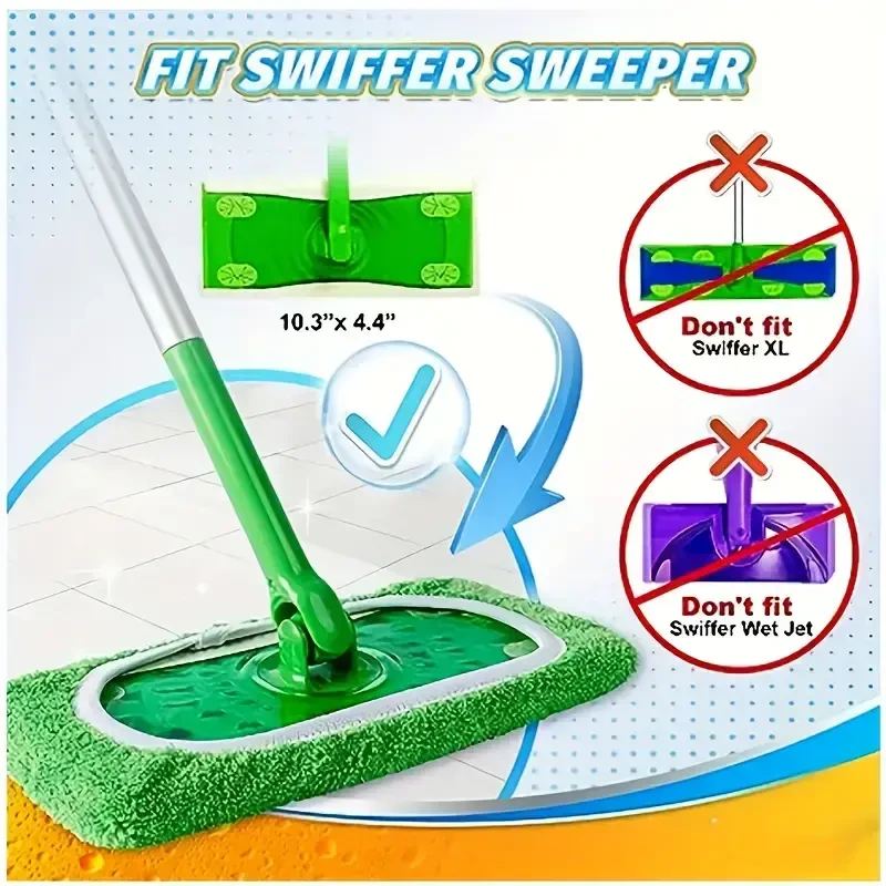 6pcs Reusable Mop Pads - High Absorption for Wet & Dry Cleaning (Mop Not Included)