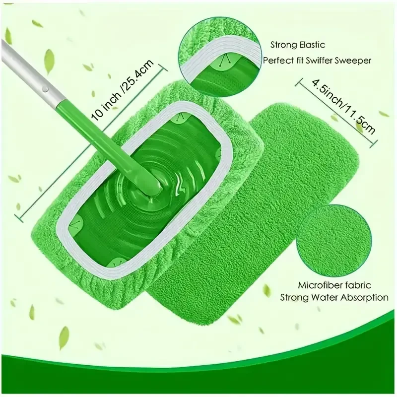 6pcs Reusable Mop Pads - High Absorption for Wet & Dry Cleaning (Mop Not Included)