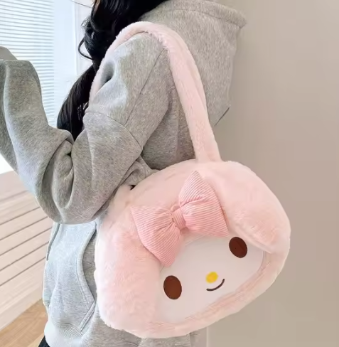 Cute Sanrio Kuromi Plush Bag Large Handbag Cinnamoroll Kawaii My Melody Backpack Shoulder Bag Tote Girl Makeup Plushie Gift bag