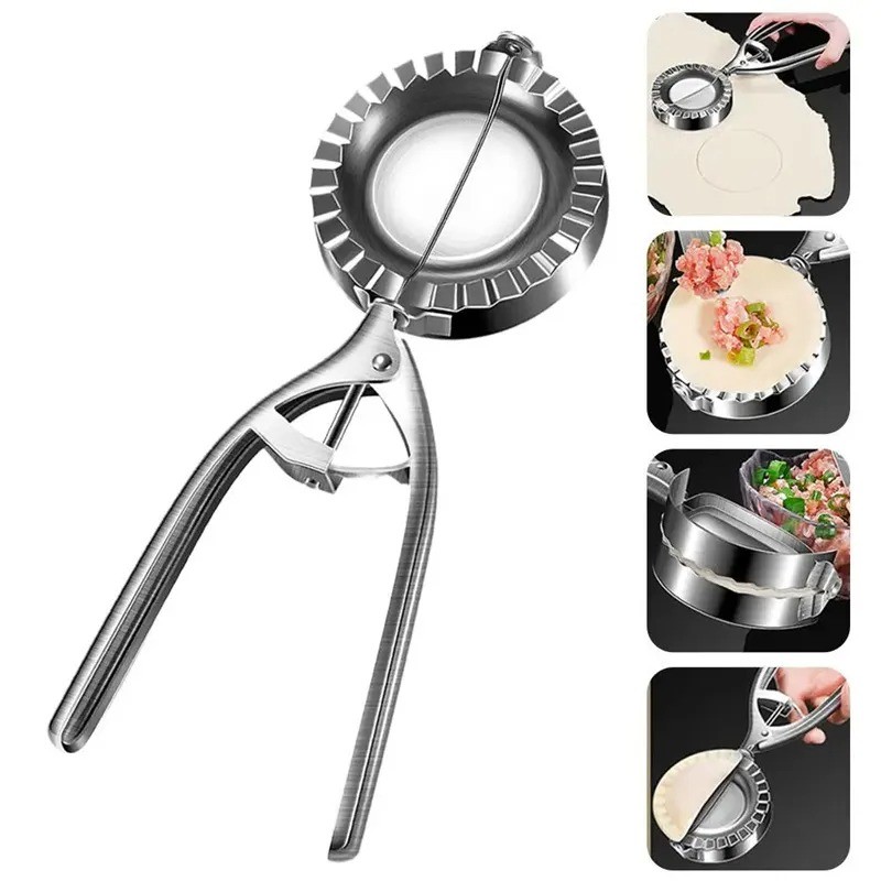 Stainless Steel Dumpling Maker - Manual Kitchen Gadget