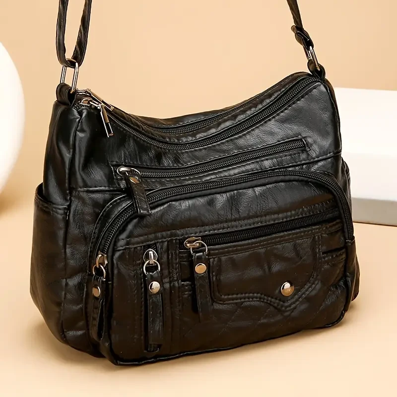 Large Capacity Nylon Shoulder Bag with Adjustable Strap