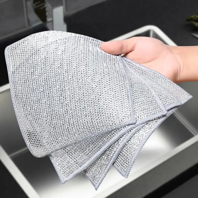 Non-Scratch Dishwashing Microfiber Steel Wire Scrubbing Pads - 30-Pack