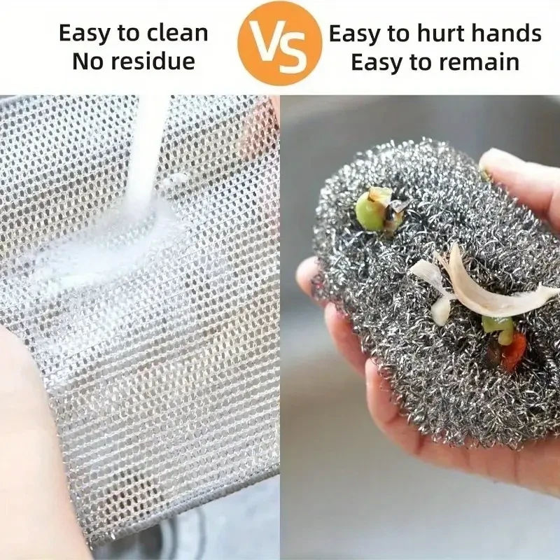 Non-Scratch Dishwashing Microfiber Steel Wire Scrubbing Pads - 30-Pack
