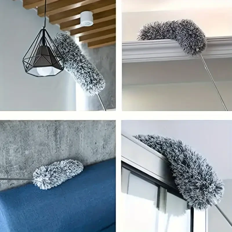 Reusable & Washable Retractable Duster with Bendable Head for High Ceilings, Furniture & Car Cleaning