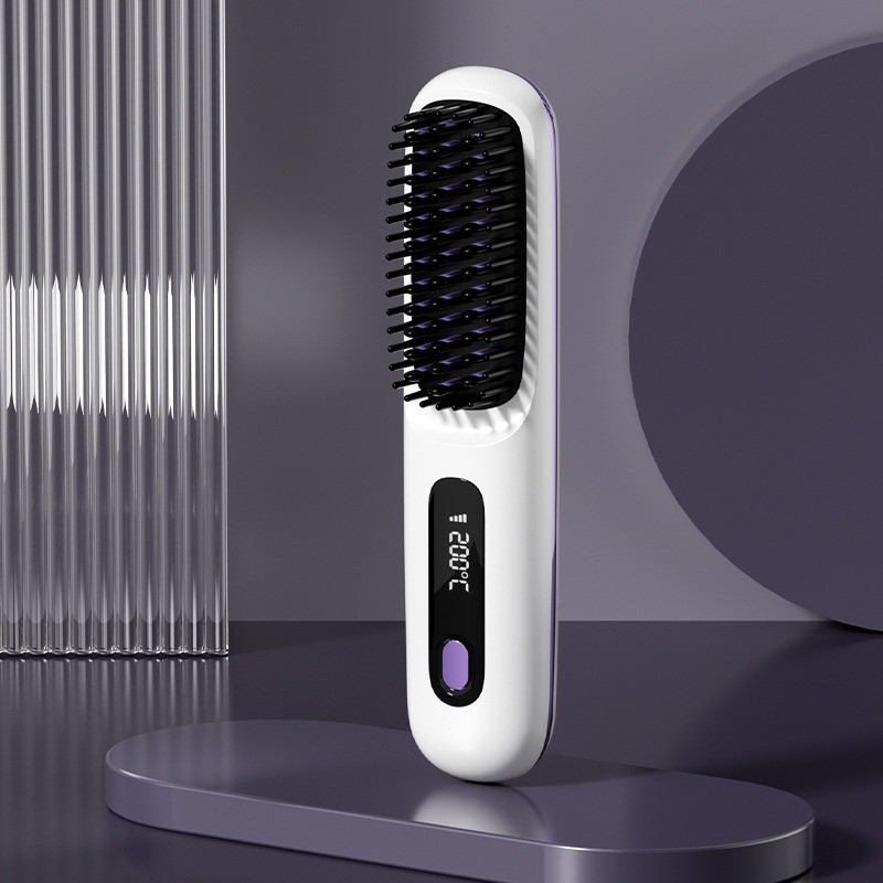 2-in-1 Wireless Hair Straightener and Curler Brush with USB Charging