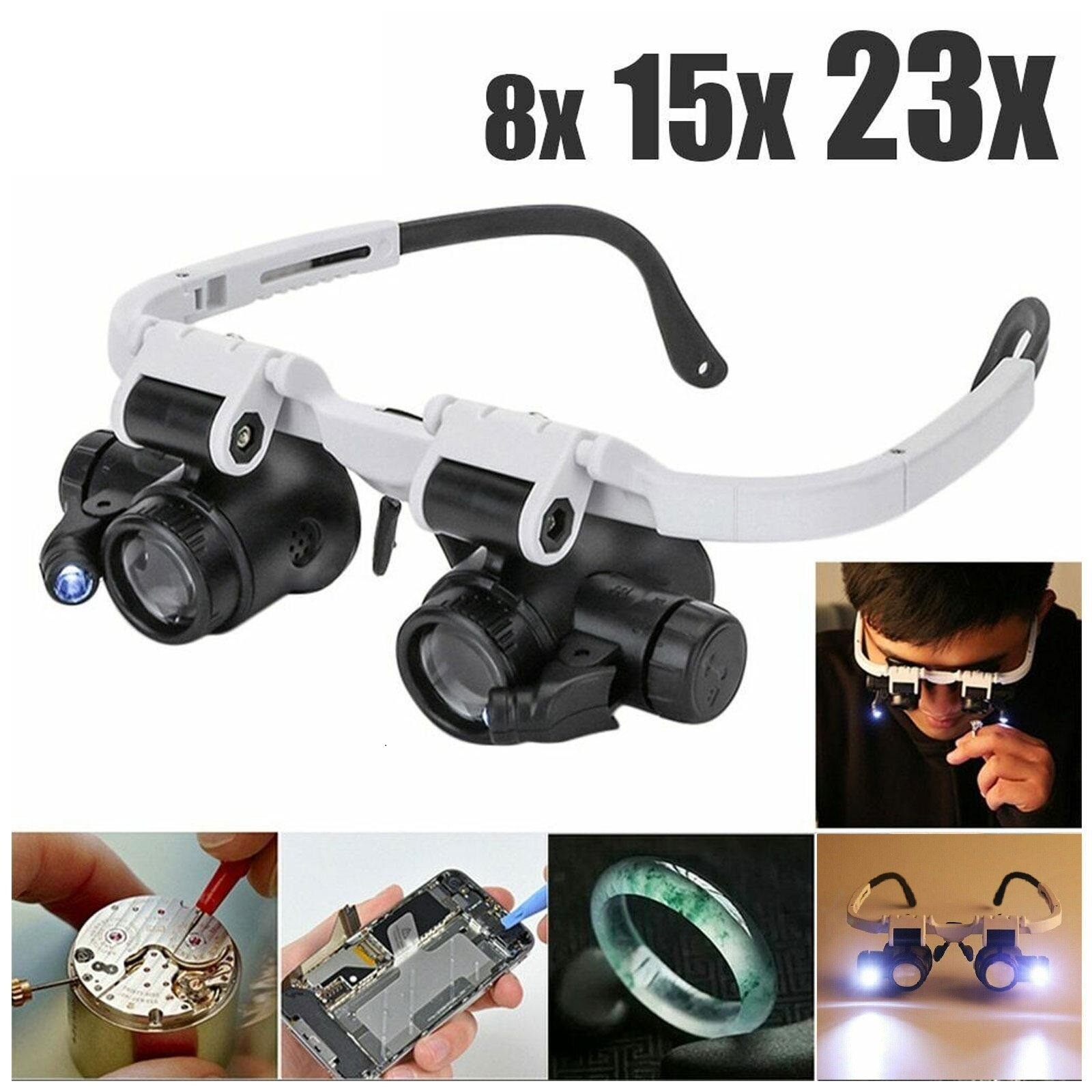 2X LED Watch Jeweler Repair Magnifier Head-Mounted Headband Loupe