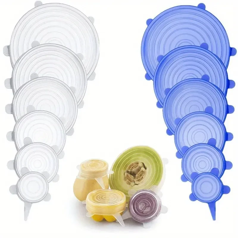 6pcs, Silicone Stretch Lids, Reusable Durable