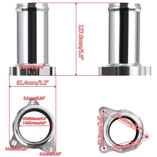 Modified Auto Parts 57mm Exhaust Gas Circulation Removal Tube