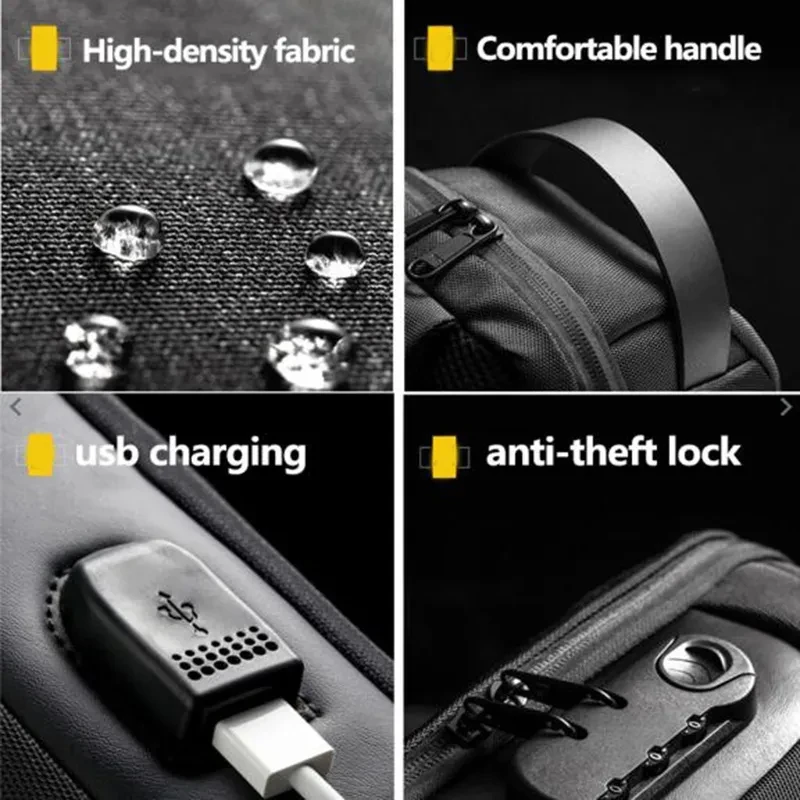 Waterproof USB Bag Men Chest Pack