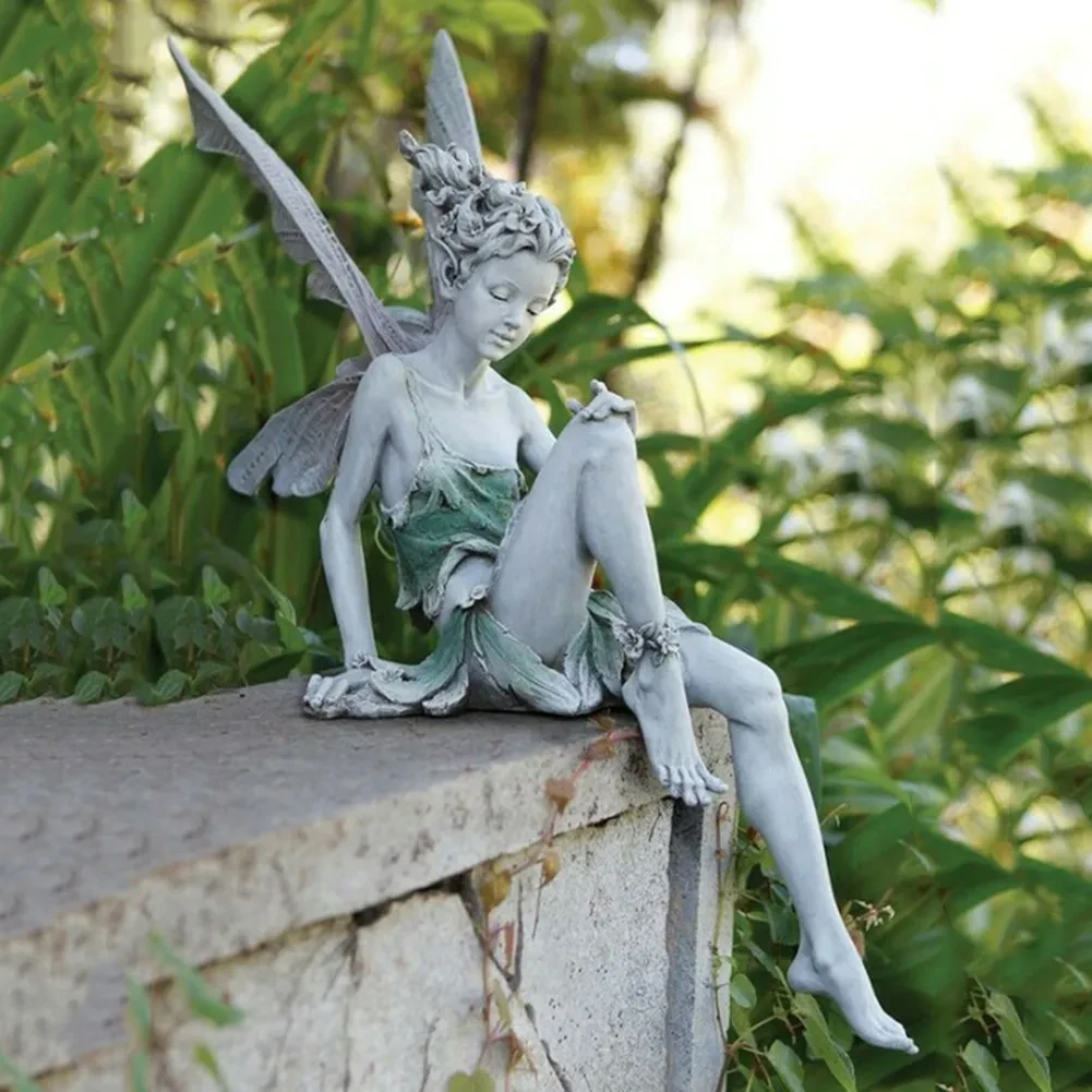 Flower Fairy Angel Wings Resin Decoration Garden Gardening Office Decoration