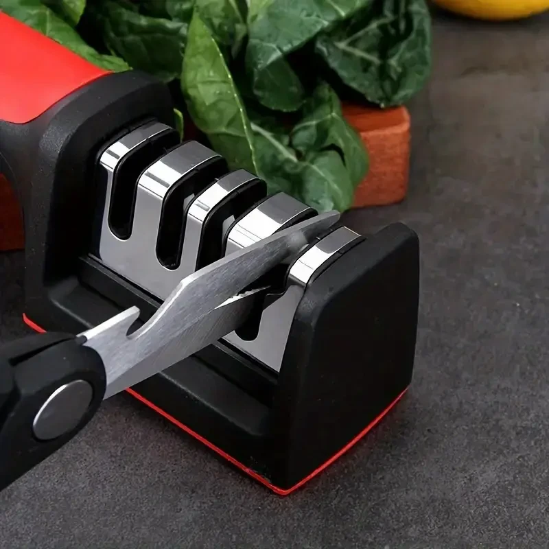 4-Stage Professional Knife Sharpener Diamond and Ceramic Rods, Safe Design
