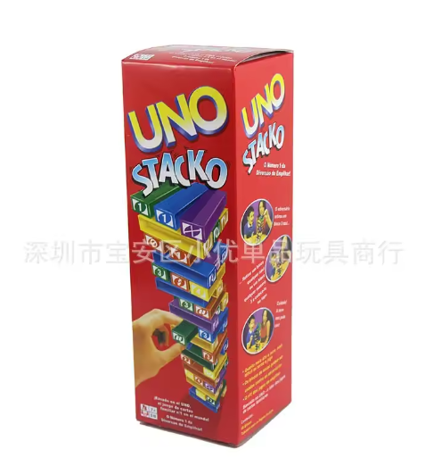 Stacko UNO Card Board Games Family Entertainment Poker Party Early Education Puzzle Stackoed Toys Playing Cards Birthday Gift