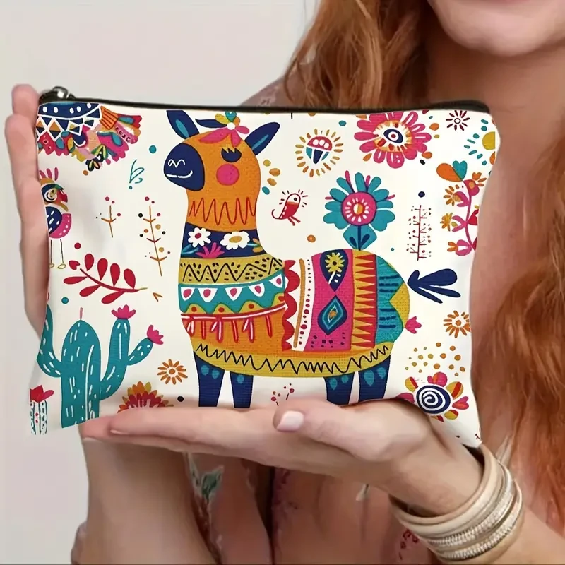 Chic Canvas Cosmetic Bag with Zipper Lightweight & Foldable Travel Makeup Pouch
