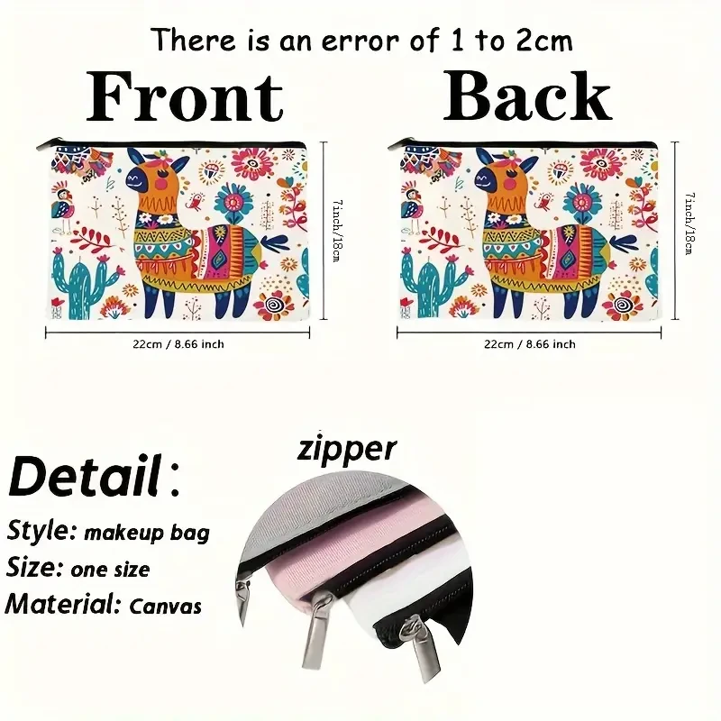 Chic Canvas Cosmetic Bag with Zipper Lightweight & Foldable Travel Makeup Pouch