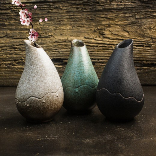 Water drop stoneware Japanese kiln color changing glaze vase