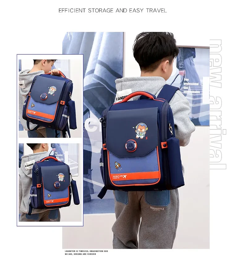 Primary School Student Schoolbag Boys And Girls Burden Reduction Spine Protection