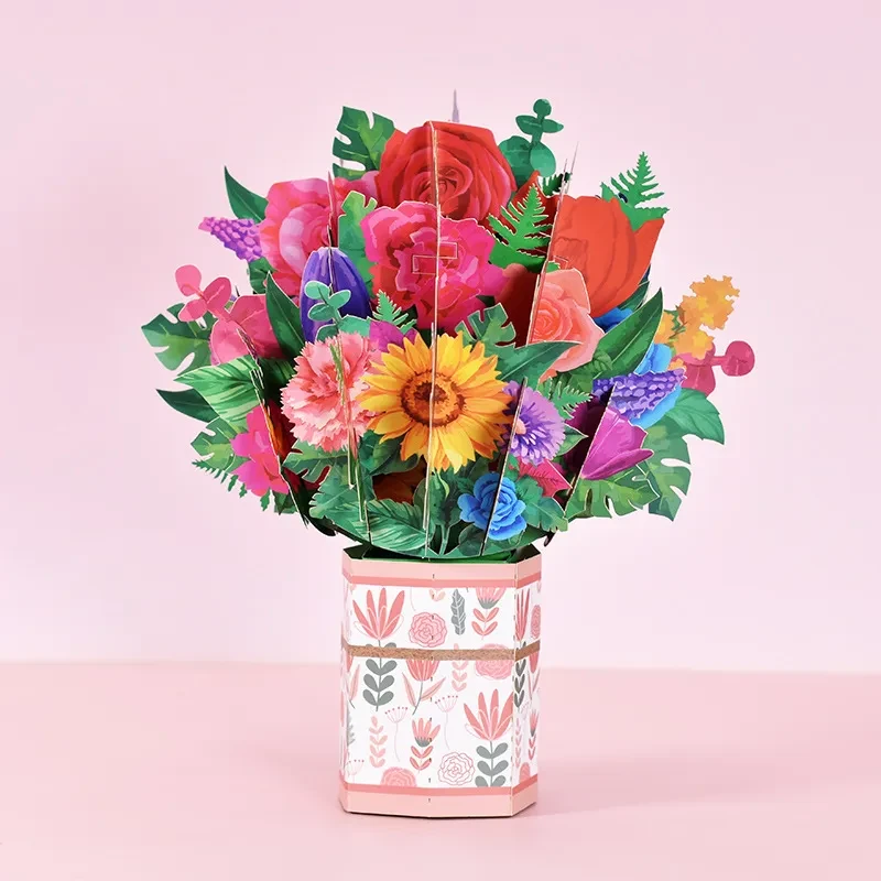 Pop-Up Flower Card Flora 3D Greeting Card For Birthday Graduation Wedding Anniversary