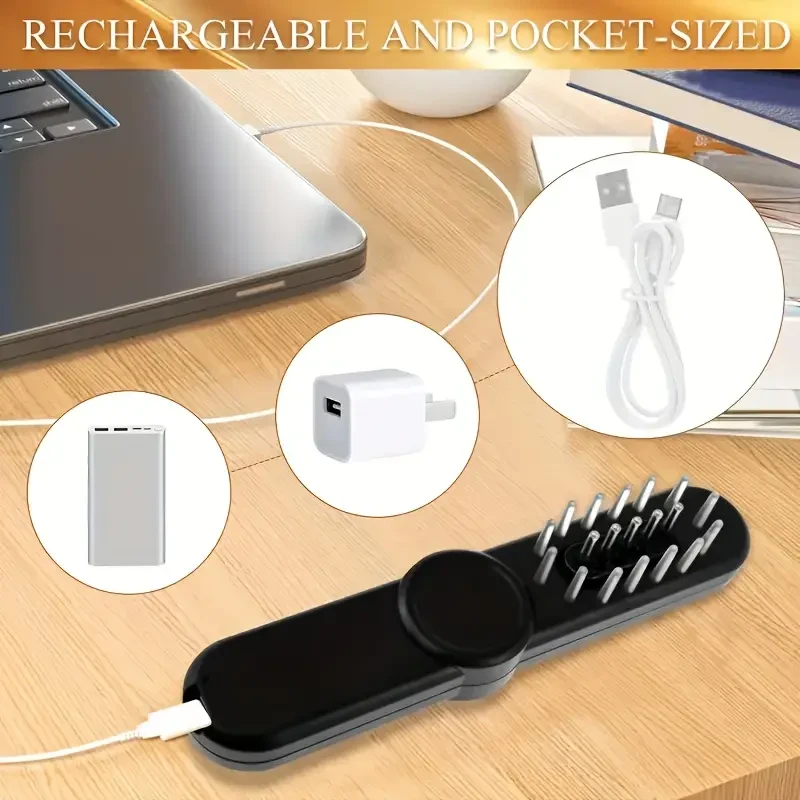 1pc Professional Hair Growth Comb with Vibration Massage, Rechargeable Low-Energy Soft Laser Scalp Care, Detachable Infusion Device, Nourishing Repair for Hair & Follicles, Plastic, Unscented, USB Charging, 500mAh Lithium Battery, Beauty SPA Equipment for