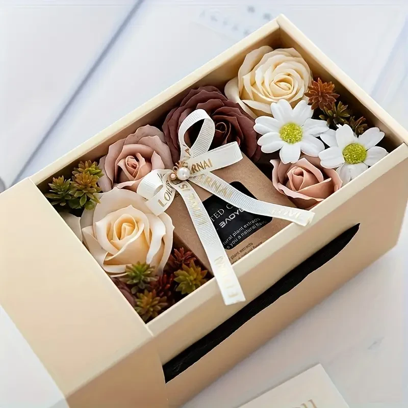 1pc Soy Wax Scented Candle Home Set - Romantic Roses & Sweet Amber Fragrance, Natural Plant Extracts, Ideal for Valentine's Day, Anniversaries, Bedroom Ambiance, Includes Elegant Gift Box with Decorative Elements
