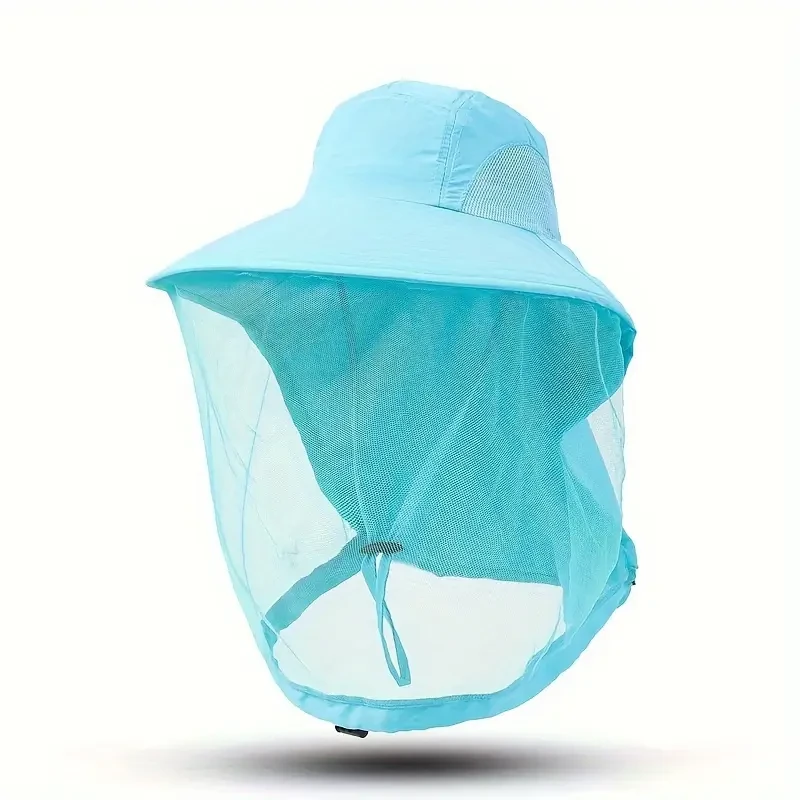 Men's Outdoor Mesh Hat, Fishing Hat With Face Cover, Sun Protection, Breathable Mesh Mask, Night Fishing Hat