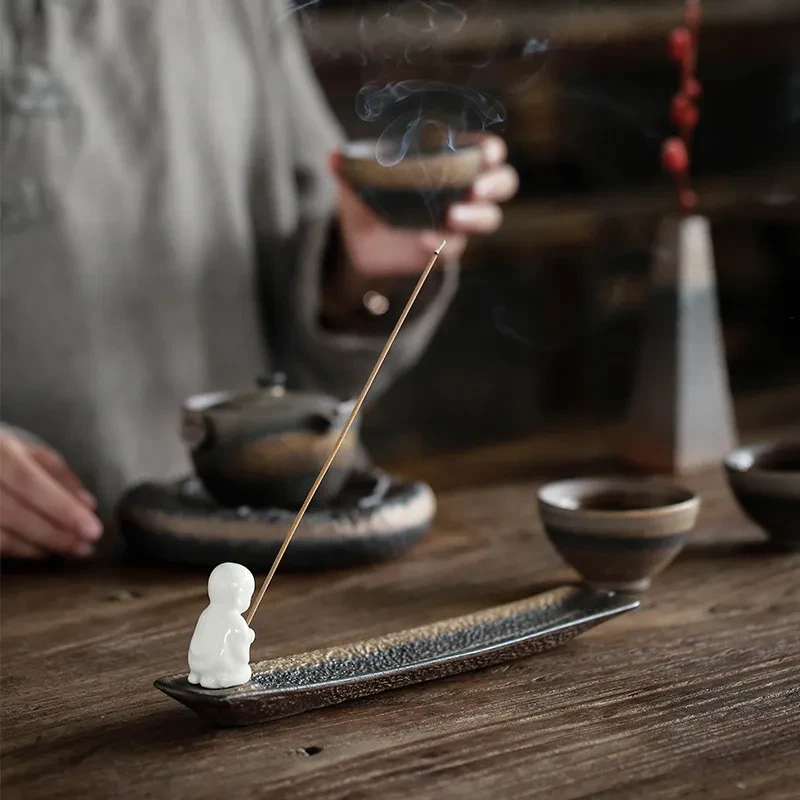 Creative Ceramic Handicrafts Little Monk Incense Insert Ornaments