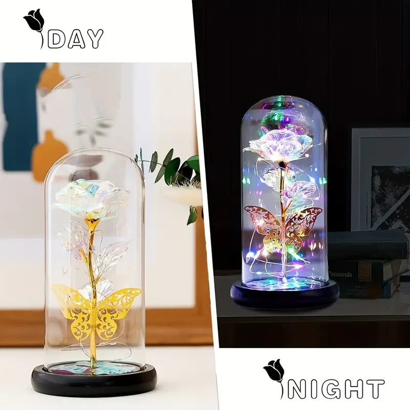 Enchanting LED Rose in Glass Dome - Perfect Gift for Mother's Day, Weddings, Valentine's & More