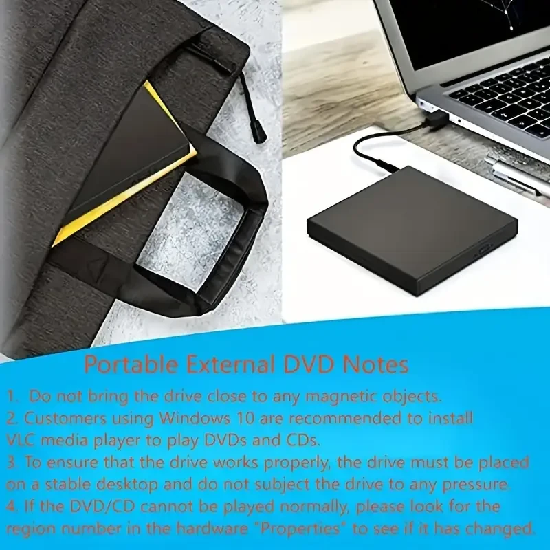 External CD DVD Drive - USB 2.0 Slim Portable CD-RW/DVD-RW Burner & Player